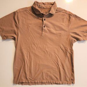Thaddeus Men's Large Tan Brown Short Sleeve Golf Polo Shirt Cotton Spandex Blend